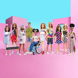 Barbie Fashionistas Doll with Vitiligo and Curly Brunette Hair Wearing Striped Dress and Accessories, for 3 to 8 Year Olds