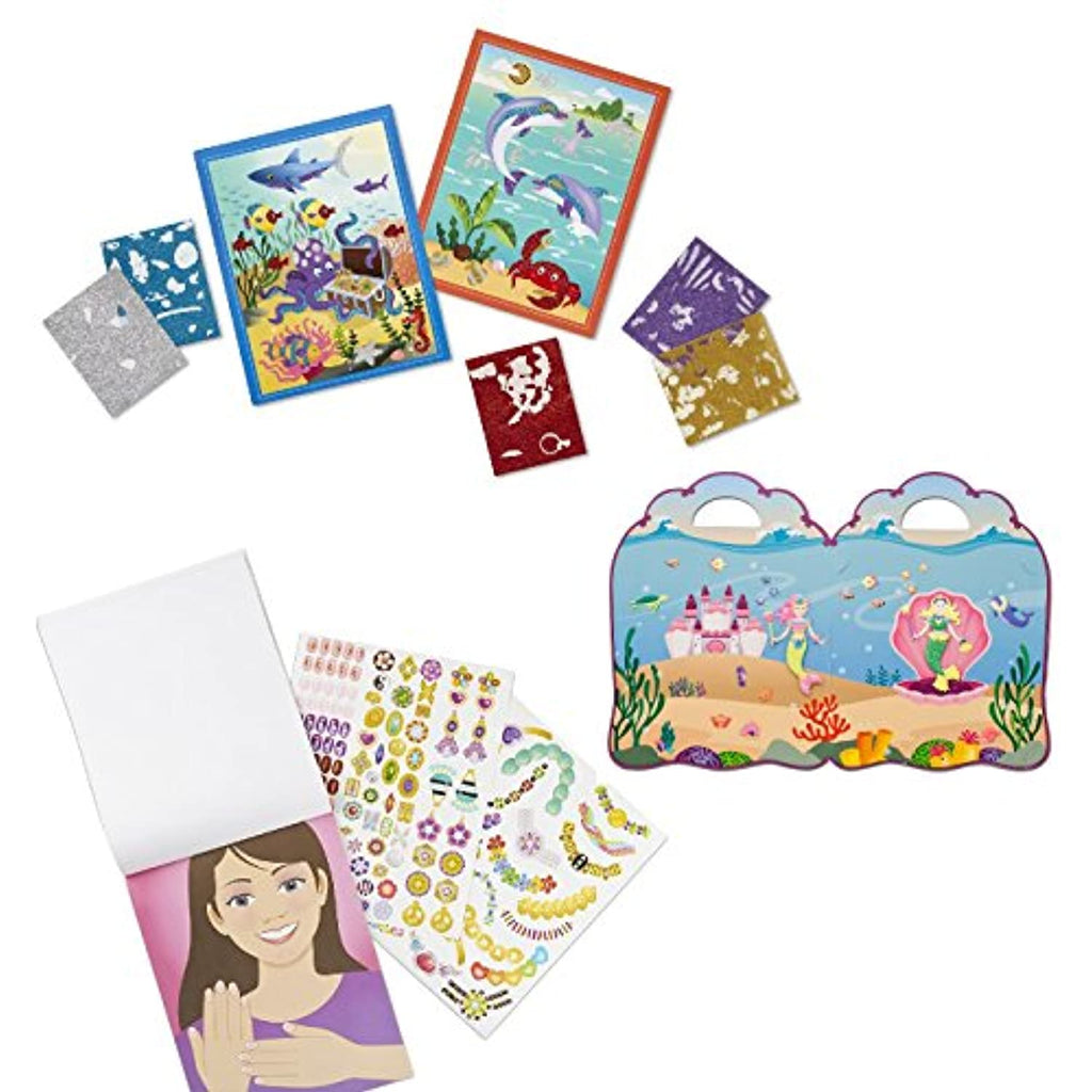 Melissa & Doug Mermaid Puffy Sticker Play Set, Mess-Free Glitter Underwater Scenes, Jewelry & Nails Glitter Collection - Ages 5+
