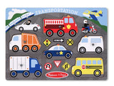 Melissa & Doug Transportation Vehicles Wooden Peg Puzzle (6 pcs)