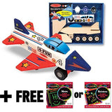 Melissa & Doug Wooden Jet Plane Decorate-Your-Own Kit & 1 Scratch Art Mini-Pad Bundle (03339)