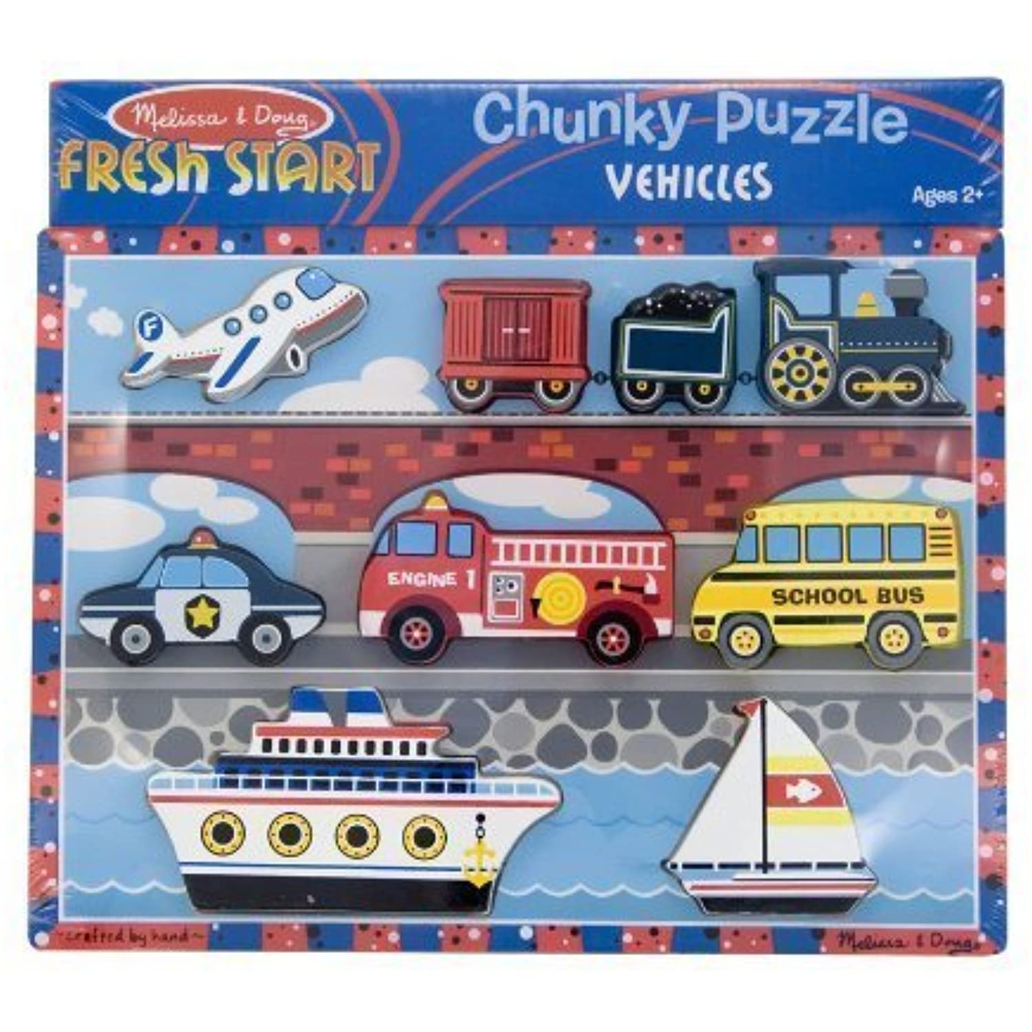 Melissa & Doug Vehicle Themed Chunky Puzzle & 1 Scratch Art Mini-Pad Bundle (03725)