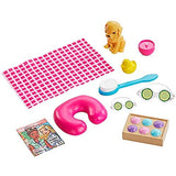Barbie Spa Doll, Blonde, with Puppy and 9 Accessories, Including Neck Pillow, Rubber Duck and Cucumber Eye Masks, Gift for Kids 3 to 7 Years Old