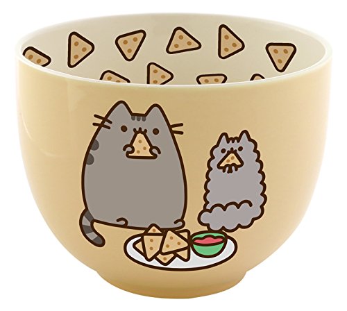 Pusheen by Our Name is Mud Stoneware Chips Snack Bowl, Yellow, 4"