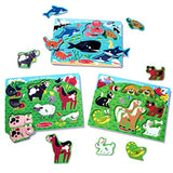 Melissa & Doug Peg Puzzle Bundle - Farm Animals, Pets and Sea Creatures