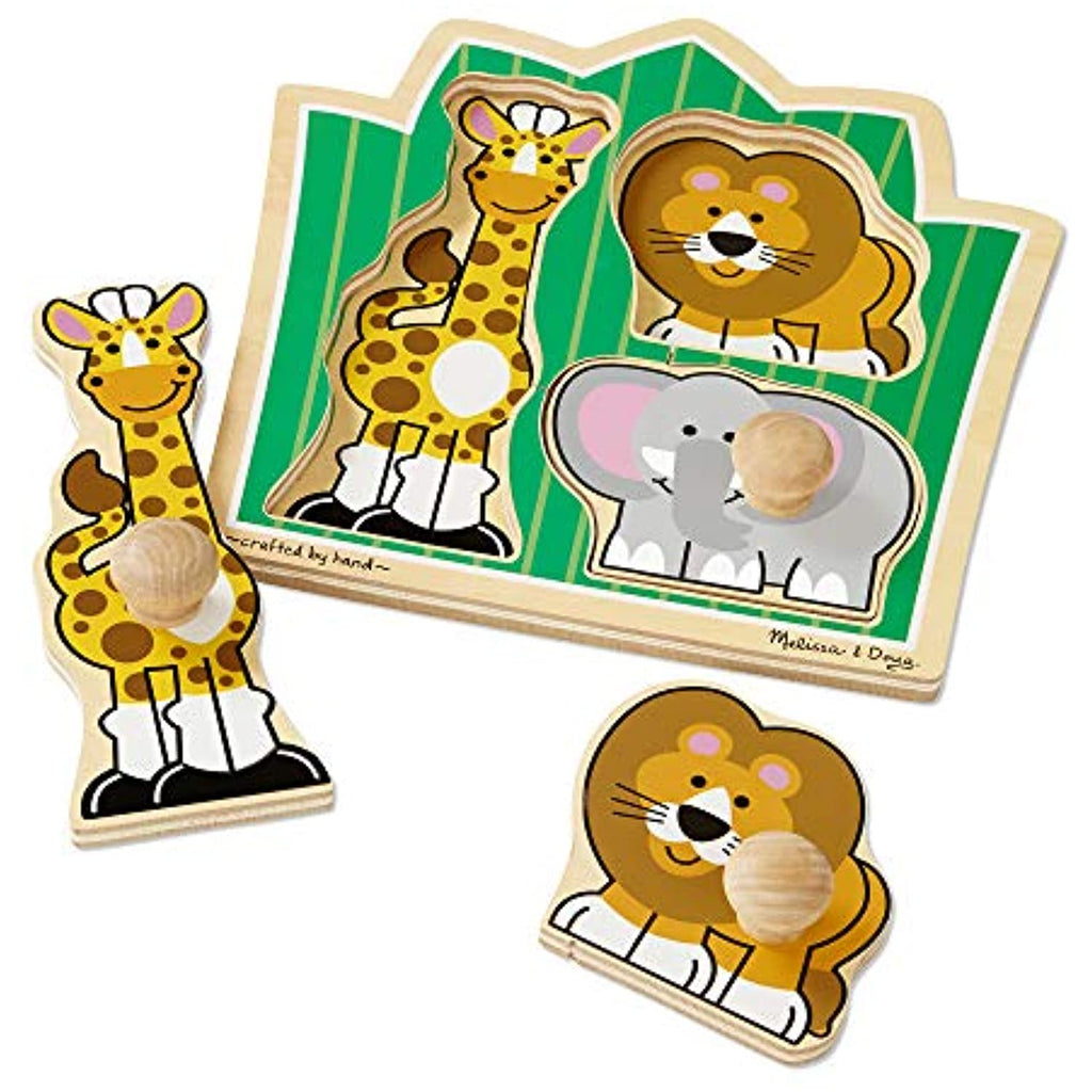Melissa & Doug Jumbo Knob Construction & Safari Puzzle Bundle
