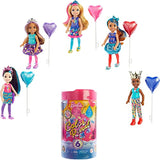Barbie Chelsea Color Reveal Doll with 6 Surprises: 4 Bags Contain Skirt or Pants, Shoes, Tiara & Balloon Accessory; Water Reveals Confetti-Print Doll’s Look & Color Change on Hair