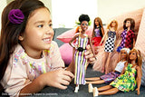 Barbie Fashionistas Doll with Vitiligo and Curly Brunette Hair Wearing Striped Dress and Accessories, for 3 to 8 Year Olds