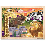 Melissa & Doug 24 Piece Wooden Jigsaw Puzzle Dinosaur, Safari & Ocean Puzzle (3 Pack)