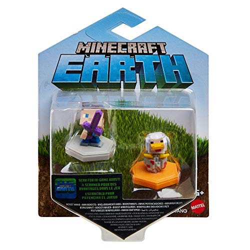 Minecraft Earth Boost Mini Figure 2-Pack, NFC Chip Enabled for Play with Minecraft Earth Augmented Reality Mobile Device Game, Toys for Girls and Boys Age 6 and Up