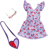 Barbie Complete Looks Doll Clothes, Outfit Dolls Featuring Purple Romper with Cherry Print and Cut-Out Plus 2 Accessories, Gift for 3 to 8 Year Olds