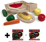 Melissa & Doug Cutting Food Set: Wooden Play Food Set + Free Scratch Art Mini-Pad Bundle