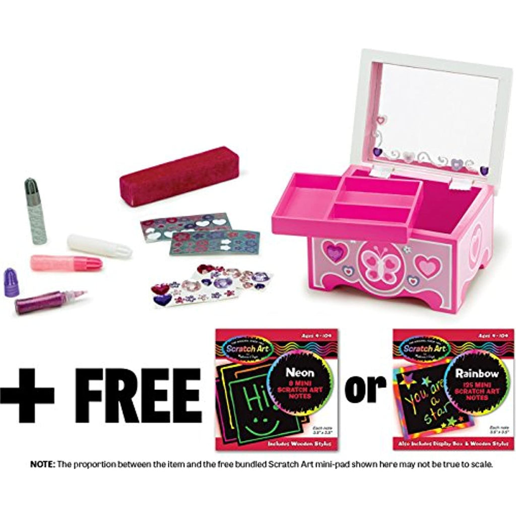 Melissa & Doug Jewelry Box Decorate-Your-Own Kit + FREE Scratch Art Mini-Pad Bundle [88619]