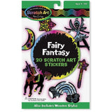 Melissa & Doug Fairy Fantasy: Scratch Art Stickers Pack & 1 Scratch Art Mini-Pad Bundle (05826)