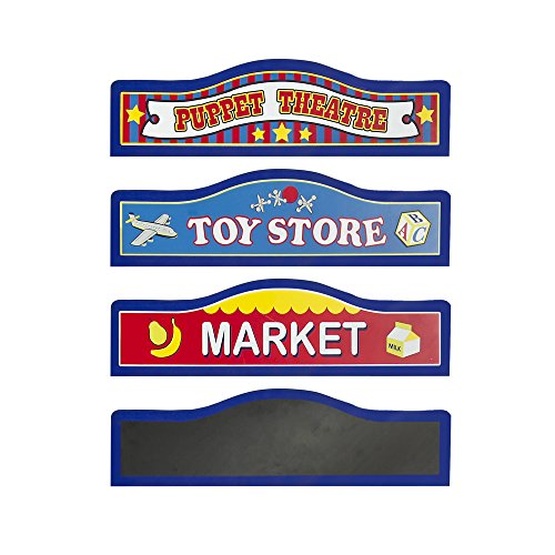 Guidecraft Wooden Floor Puppet Theater For Kids: Includes Chalkboard, Curtains, Clock and Interchangeable Signs - Toddler Dramatic Play