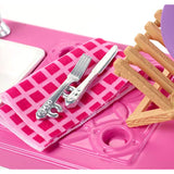 Barbie Indoor Furniture Playset, Kitchen Dishwasher with Working Door and Pull-Out Tray, Plus Dishes and Washing Accessories