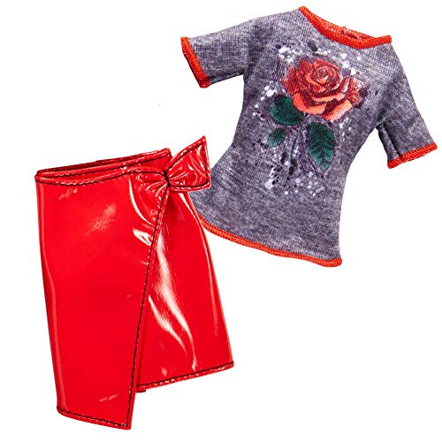 Barbie Fashionistas Kit vtements, 2 tenues pour poupe, dont robe, jupe, t-shirt, veste et accessoires, jouet pour enfant, FKT28