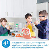 Melissa & Doug Top and Bake Wooden Pizza Counter Play Food Set (Pretend Play, Helps Support Cognitive Development, 34 Pieces, 7.75" H x 9.25" W x 13.25" L)