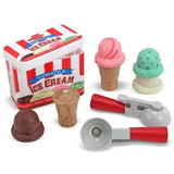 Melissa & Doug Slice and Bake Wooden Cookie Play Food Set Wooden Scoop and Serve Ice Cream Counter (28 pcs) - Play Food and Accessories