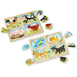 Melissa & Doug 4-in-1 Wooden Peg Puzzles Set - Farm and Pets