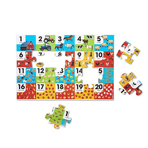 Melissa & Doug Farm Number Floor Puzzle (Easy-Clean Surface, Promotes Hand-Eye Coordination, 24 Pieces, 36 L x 24 W)