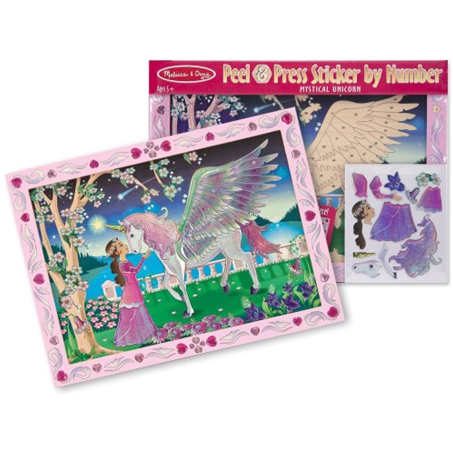 Melissa & Doug Mystical Unicorn: Peel & Press Sticker by Number Series + Free Scratch Art Mini-Pad Bundle [42963]