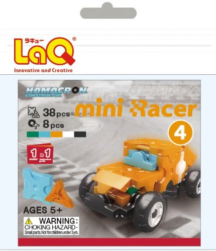 LaQ Hamacron Mini Racer 4 Car Model Building Kit, Orange