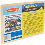 Melissa & Doug Wooden Peg Puzzles Set - Construction Site, Transportation, and Vehicles