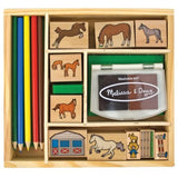 Melissa & Doug Horse Stable: Wooden Stamp Set + Free Scratch Art Mini-Pad Bundle [24105]