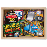 Melissa & Doug Wooden Farm Magnets with 20 Animal Magnets in a Box and Vehicle Magnets in A Box (20 Pieces)