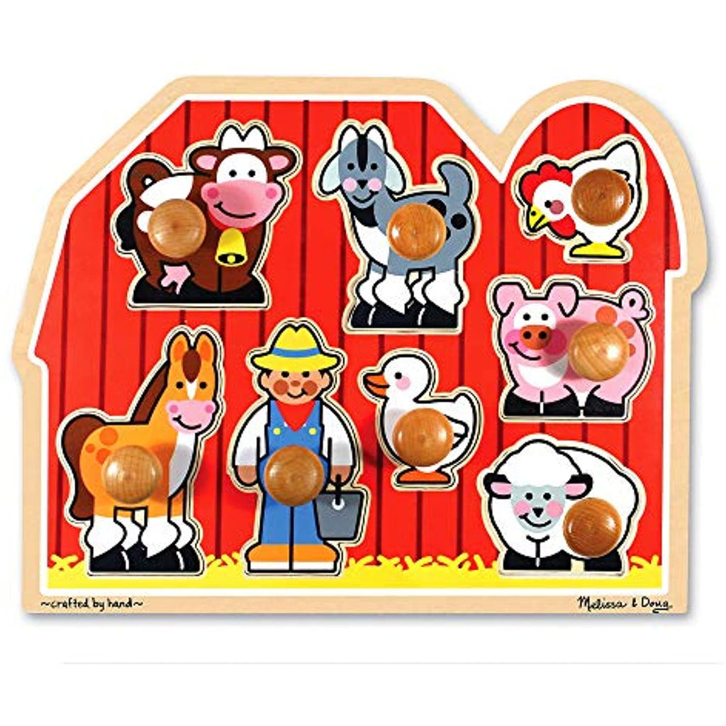 Melissa & Doug Farm Animals Jumbo Knob Wooden Puzzle & Safari Chunky Puzzle