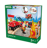BRIO 33815 Rescue Firefighter Set | 18 Piece Train Toy with a Fire Truck, Accessories and Wooden Tracks for Ages 3 and Up