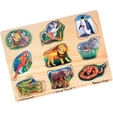 Melissa & Doug Sound Puzzles Set: Pets and Wild Animals - 8-Piece Wooden Peg Puzzles