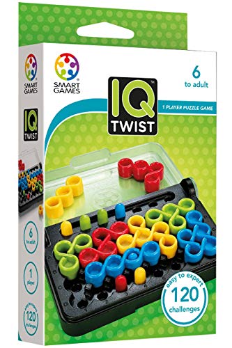 SmartGames IQ Twist, a Travel Game for Kids and Adults, a Cognitive Skill-Building Brain Game - Brain Teaser for Ages 6 & Up, 120 Challenges in Travel-Friendly Case