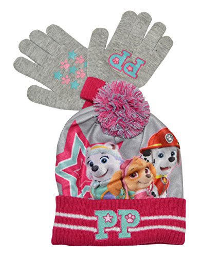 Paw Patrol Best Pups 2 Piece Knit Hat & Glove Set (One size, Pink)