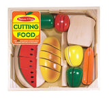 Melissa & Doug Cutting Food Set: Wooden Play Food Set + Free Scratch Art Mini-Pad Bundle