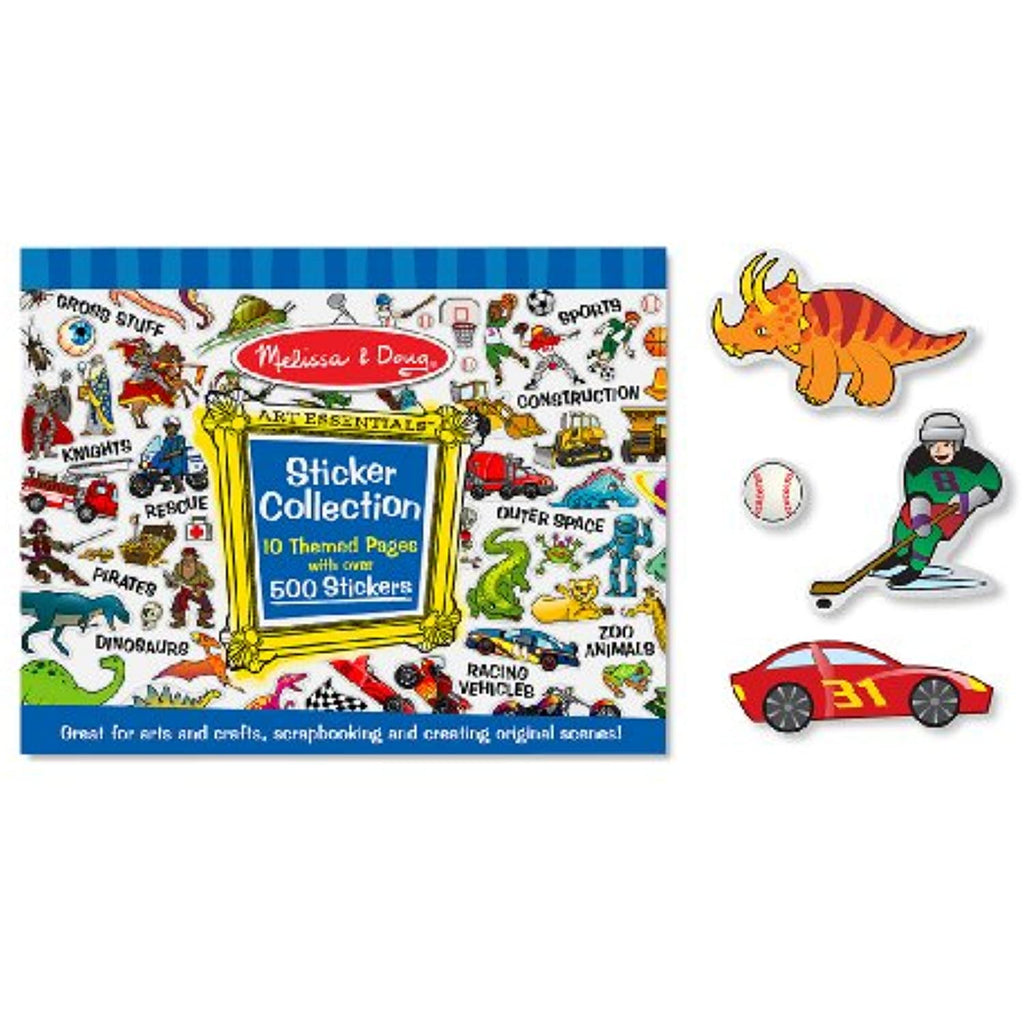 4 Item Bundle: Melissa & Doug 500 Count Blue Sticker Collection,Jumbo Coloring Pad,Truck Crayon Set + Free Activity Book