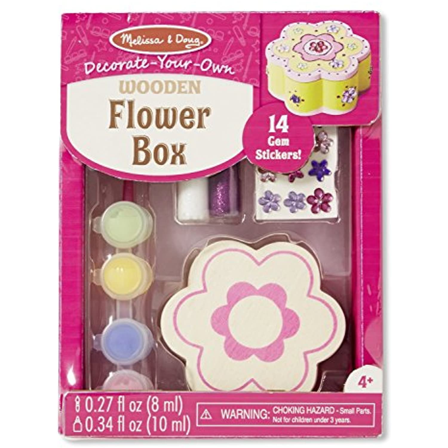 Melissa & Doug Flower Box Decorate-Your-Own Kit & 1 Scratch Art Mini-Pad Bundle (08852)