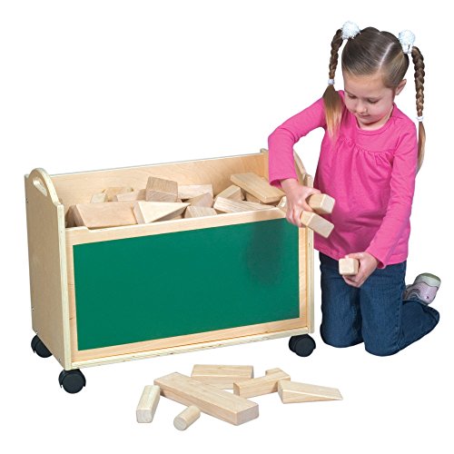 Guidecraft Block Cart - Rolling Toy Cart & Chalkboard, Kids Block & Toy Storage Unit - Kids Furniture