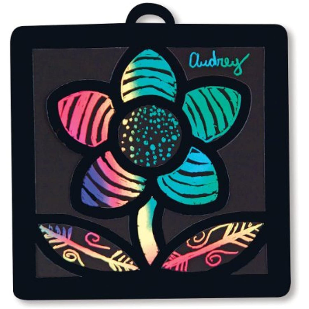 Melissa & Doug Flower: Scratch Art Light Catcher Kit & 1 Scratch Art Mini-Pad Bundle (05888)