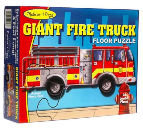 Giant Fire Truck: 24-Piece Floor Puzzle + FREE Melissa & Doug Scratch Art Mini-Pad Bundle