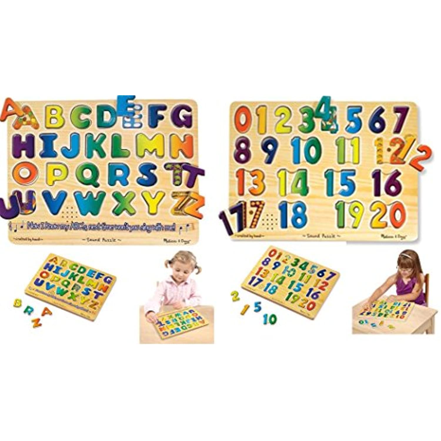 Melissa & Doug Number & Alphabet Sound Puzzle Bundle