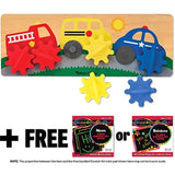 Melissa & Doug Spinning Wheels Gear Toy & 1 Scratch Art Mini-Pad Bundle (03043)