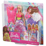 Barbie Dreamtopia Dress Up Doll Gift Set, 12.5-Inch, Blonde with Princess, Fairy and Mermaid Costumes, Gift for 3 to 7 Year Olds, Multicolor