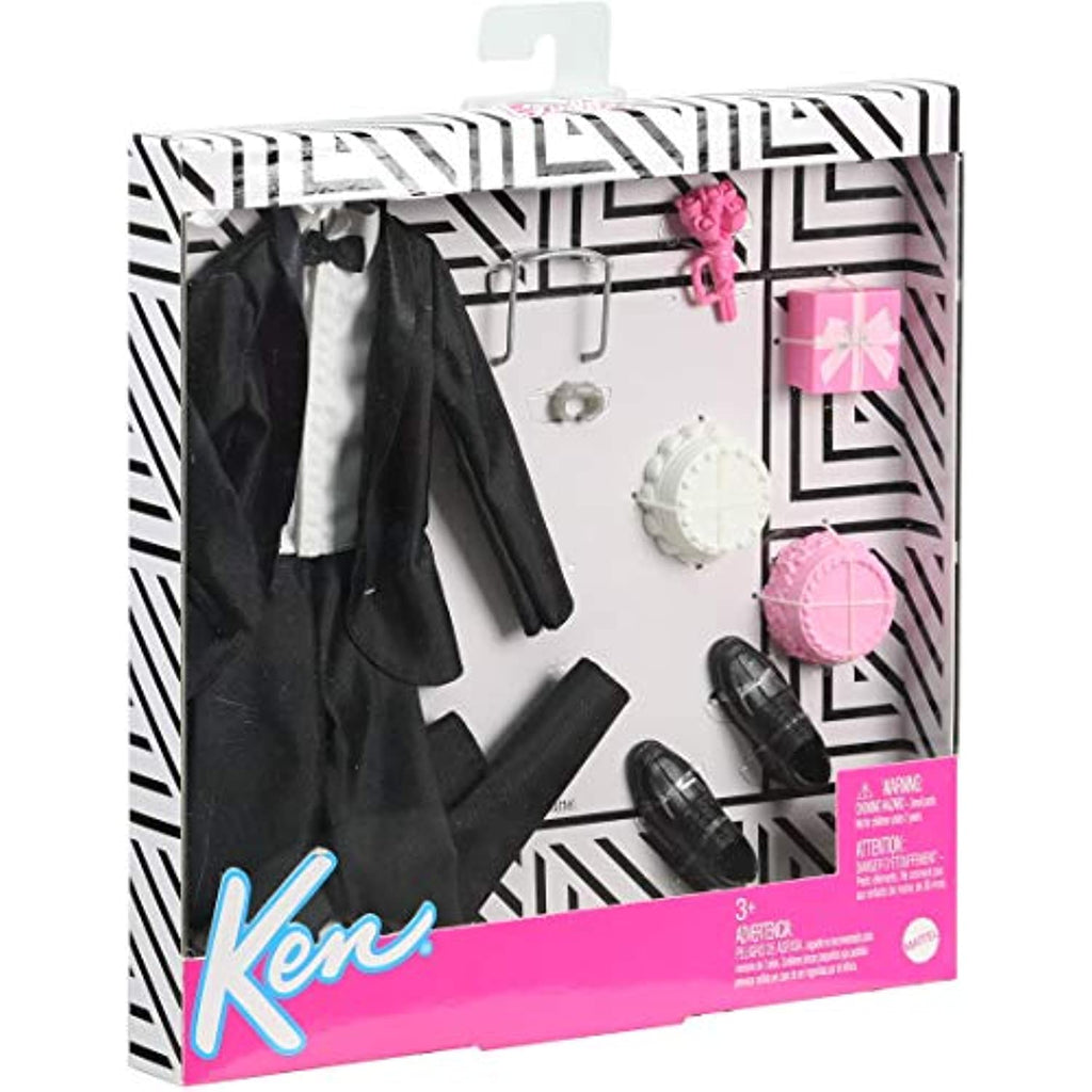 Barbie Fashion Pack: Bridal Outfit for Ken Doll with Tuxedo, Shoes, Watch, Gift, Wedding Cake with Tray & Bouquet, Gift for Kids 3 to 8 Years Old