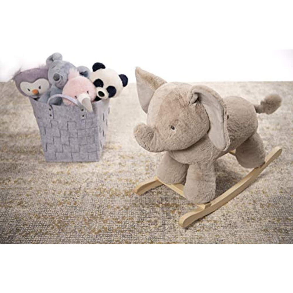 Baby GUND Elephant Rocker with Wooden Base Plush Stuffed Animal Nursery, Gray, 23"