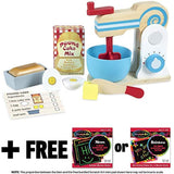 Melissa & Doug Make-A-Cake Mixer Set: Wooden Play Food Set & 1 Scratch Art Mini-Pad Bundle
