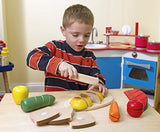Melissa & Doug Cutting Food Set: Wooden Play Food Set + Free Scratch Art Mini-Pad Bundle