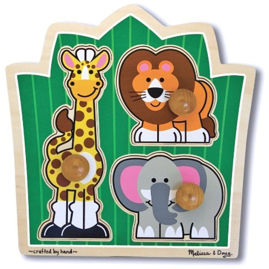 Melissa & Doug Jungle Friends 'Jumbo Knob' Puzzle & 1 Scratch Art Mini-Pad Bundle (03375)