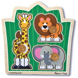 Melissa & Doug Jungle Friends 'Jumbo Knob' Puzzle & 1 Scratch Art Mini-Pad Bundle (03375)