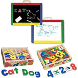 Melissa and Doug Magnetic Chalk / Dry Erase Board with Magnetic Wooden Alphabet and Numbers Bundle